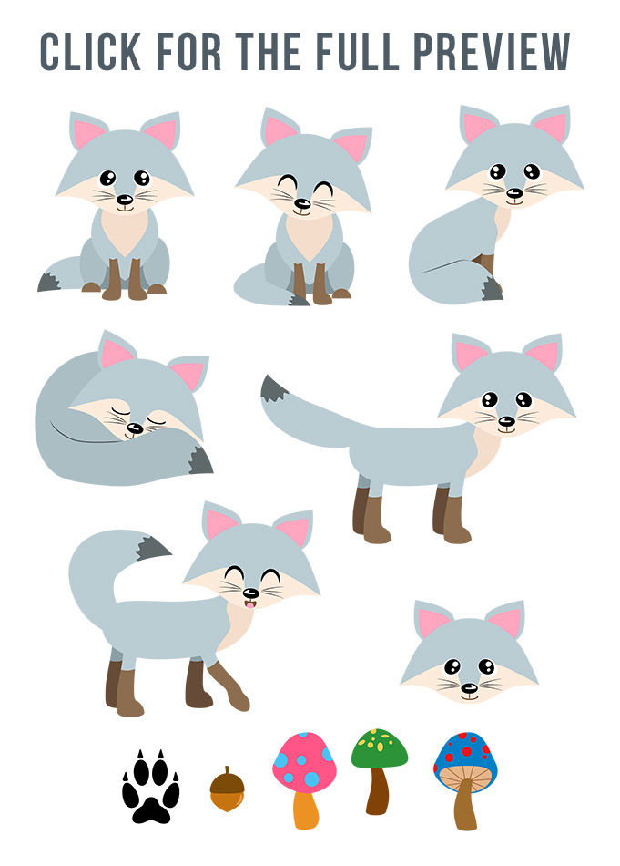 Gray foxes silver cute. Clipart fox grey fox