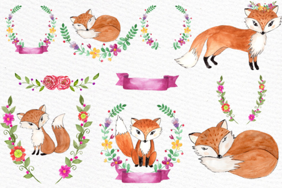 clipart fox watercolor