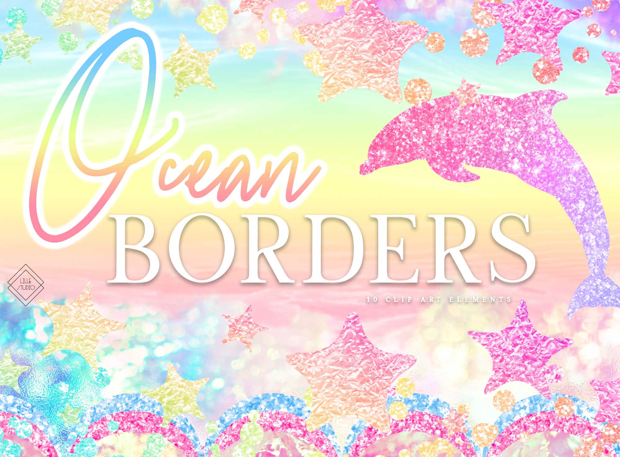 Ocean border rainbow borders. Mermaid clipart frame