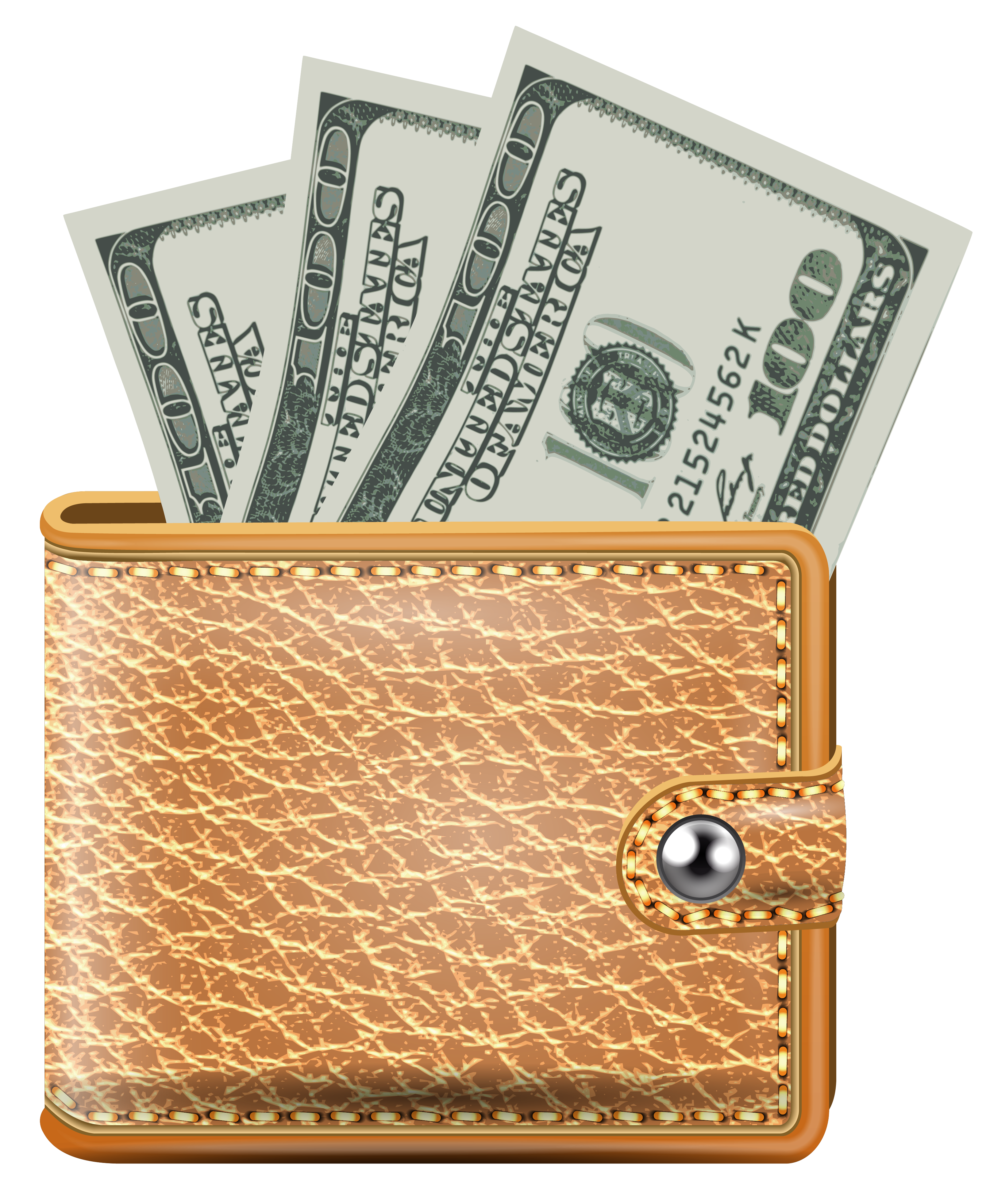 Money background png. Transparent wallet with banknotes