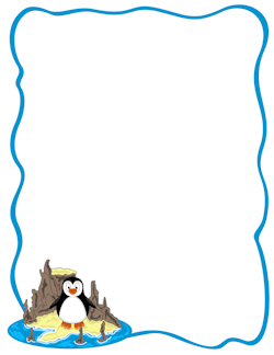 Clipart penguin border. Page borders for paper