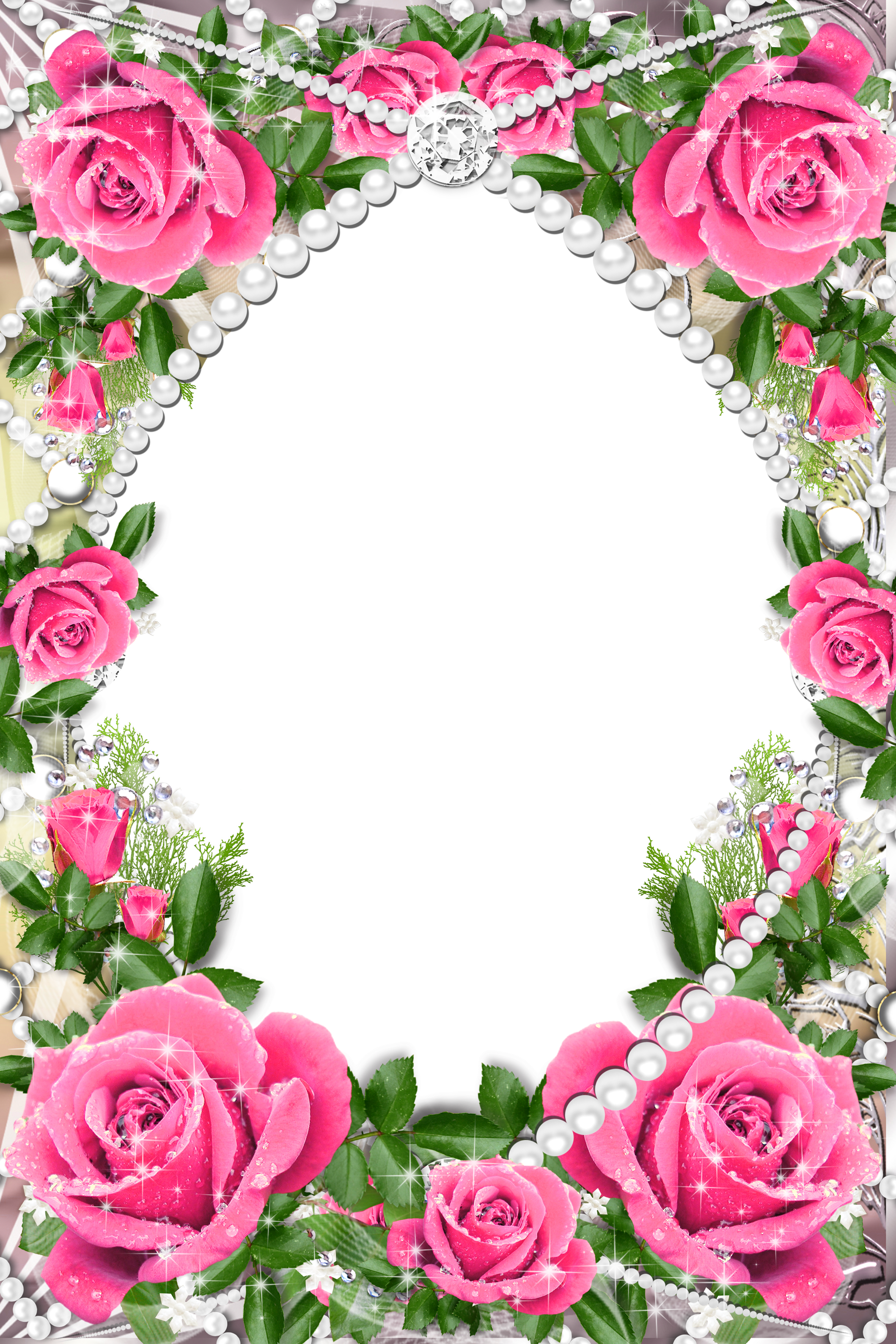 Transparent delicate with pink. Clipart roses frame