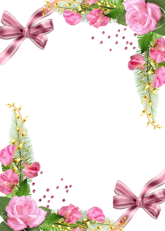 Clipart frame pink rose. Cute png photo with