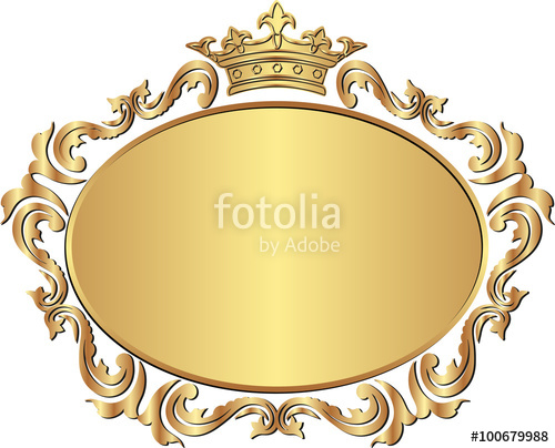 Clipart frame royal. Golden with crown stock