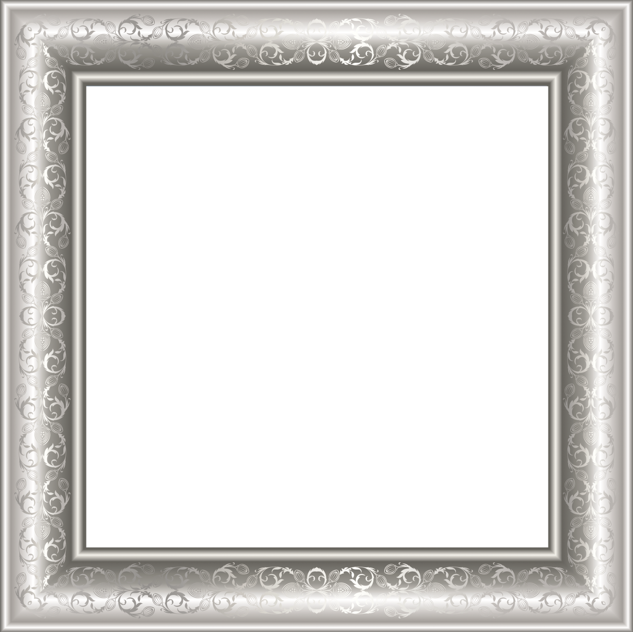 Transparen photo with ornaments. Silver picture frame png