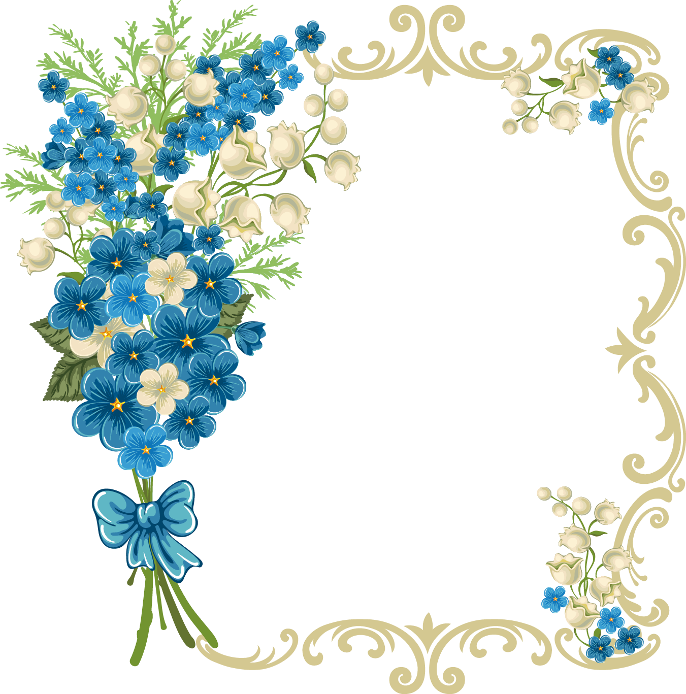 clipart frames blue flower