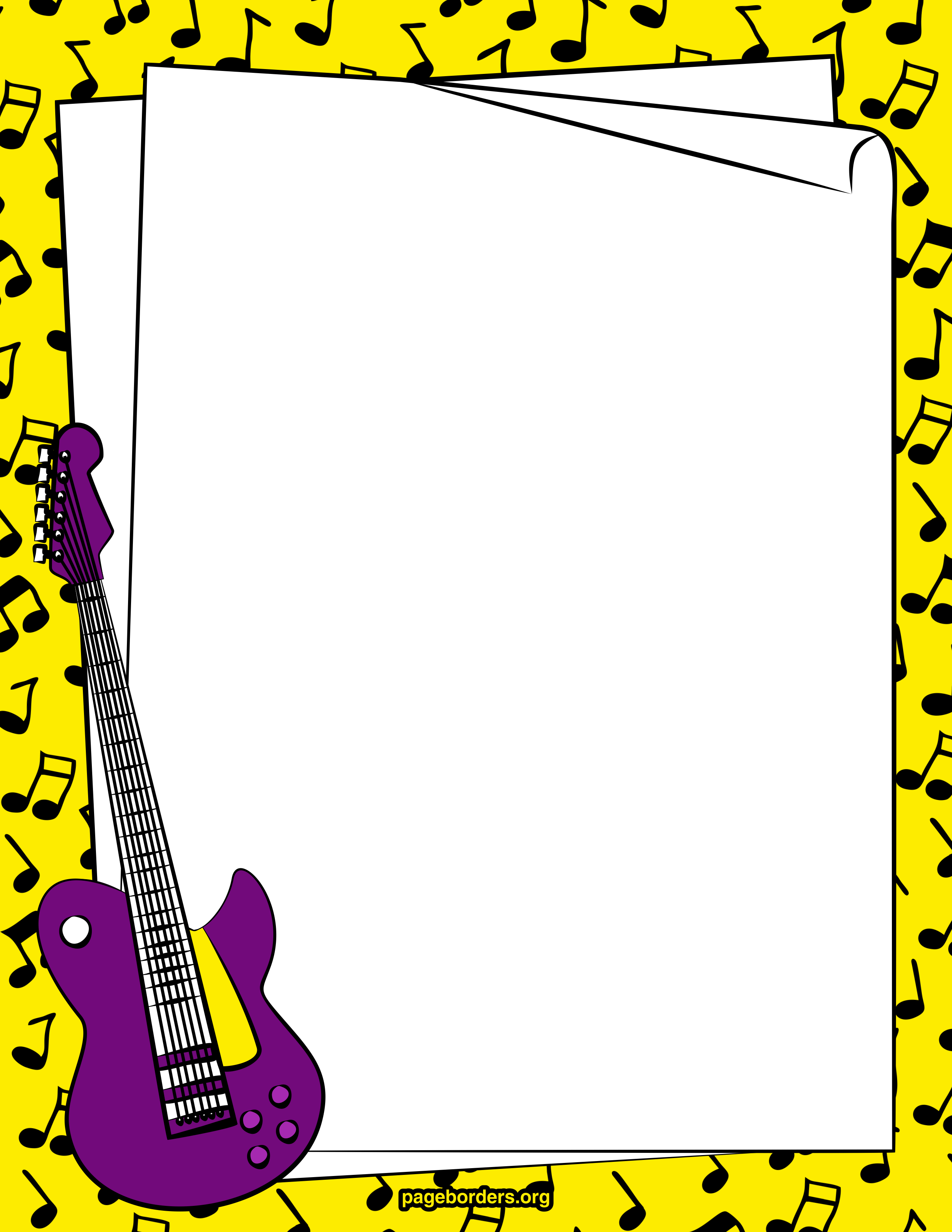 Free music borders and. Clipart guitar border