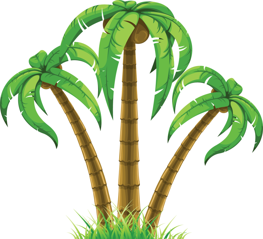 Waves clipart palm tree. Group of three trees