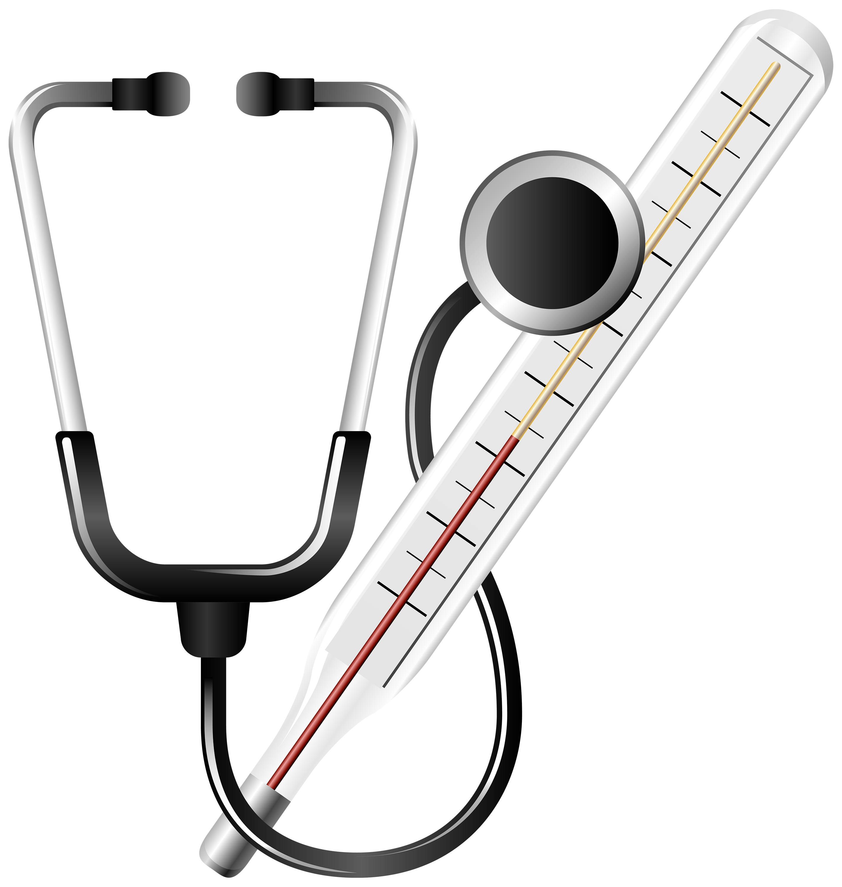 Stethoscope and thermometer png. Medical clipart medical device