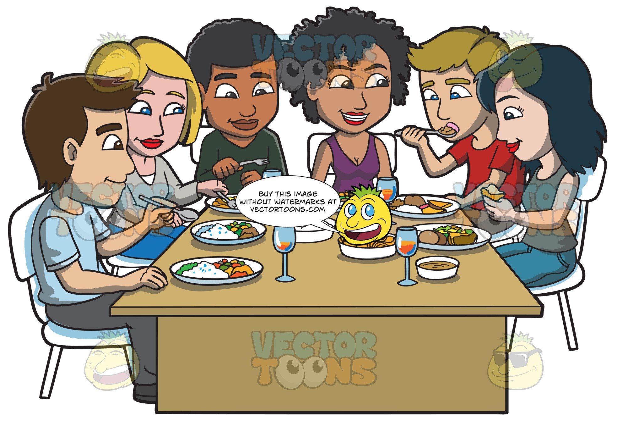 clipart friends dining