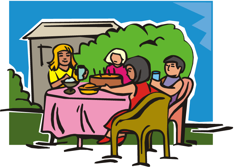 Clipart friends library. People eating at table