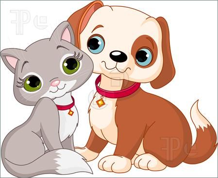 Printable dog and cat. Clipart friends puppy