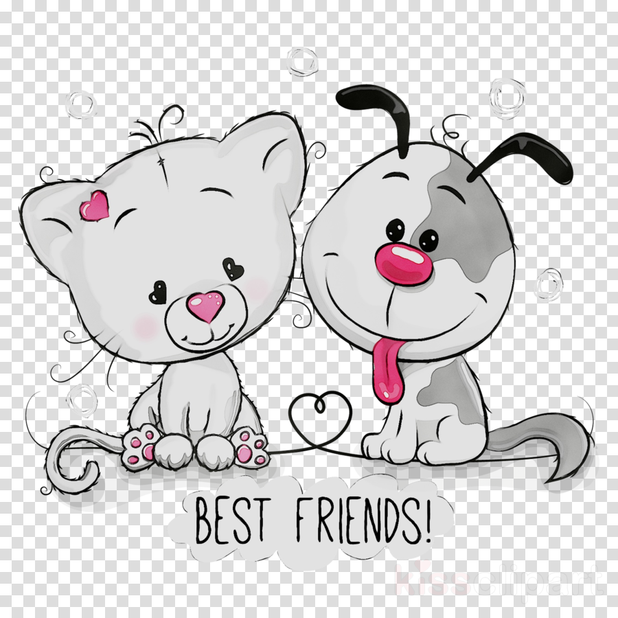 Clipart friends puppy. Cat and dog cartoon
