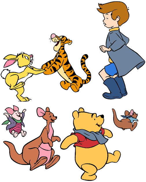Hug clipart character winnie the pooh. Christopher robin and friends