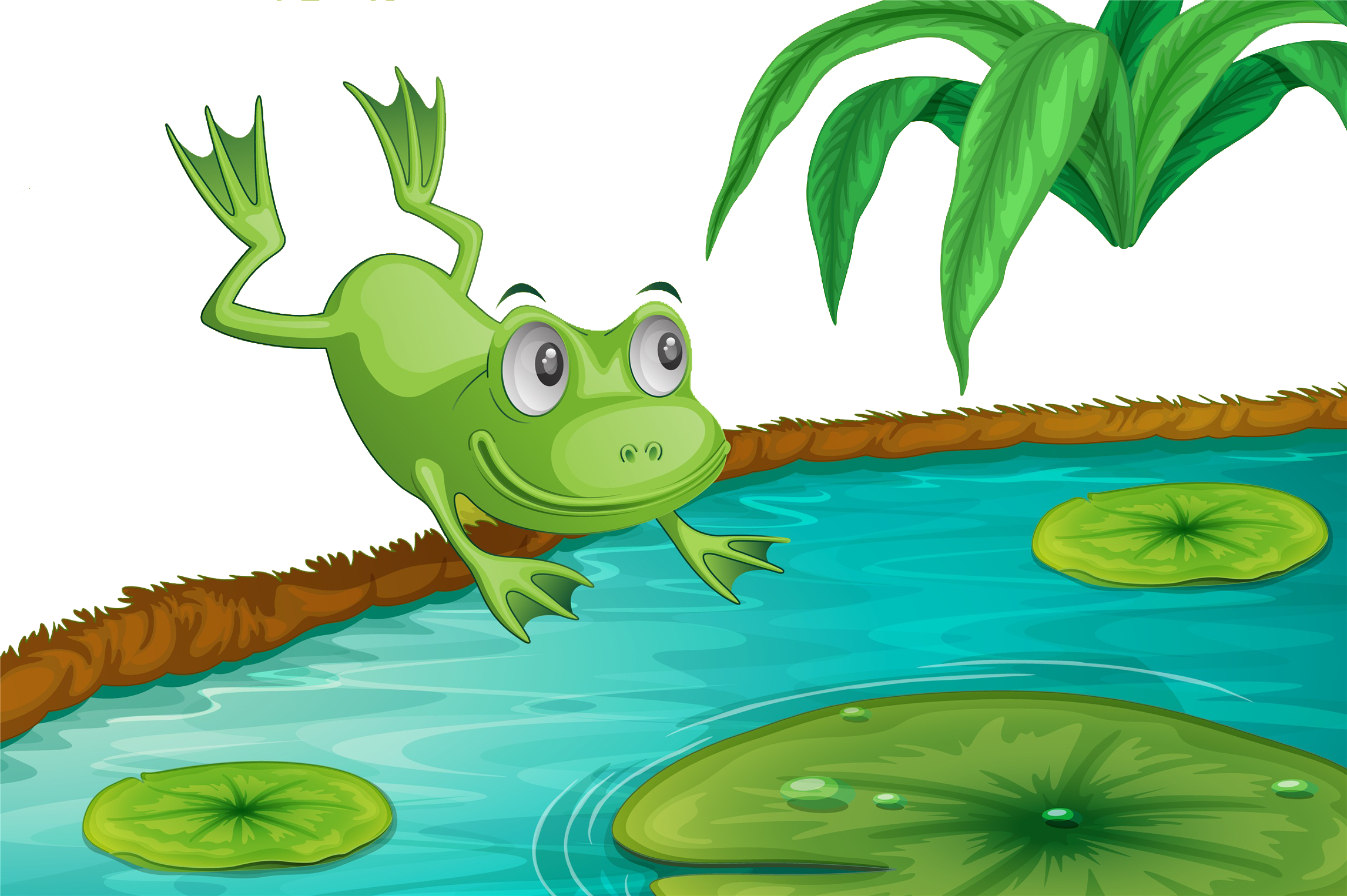 Cartoon in the lotus. Clipart frog pond