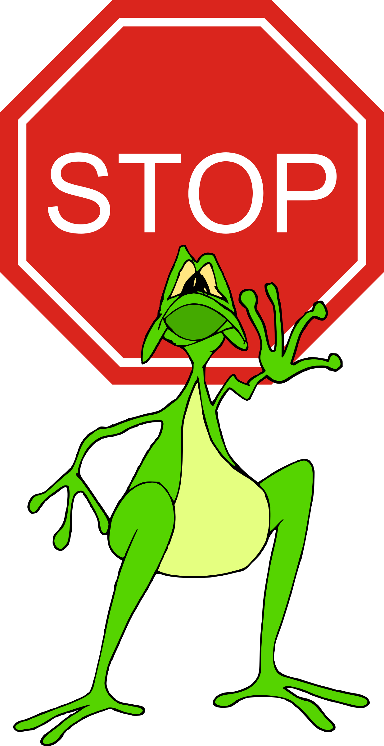Stop and big image. Clipart frog sign