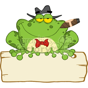 Clipart frog sign. Cartoon mobster with a