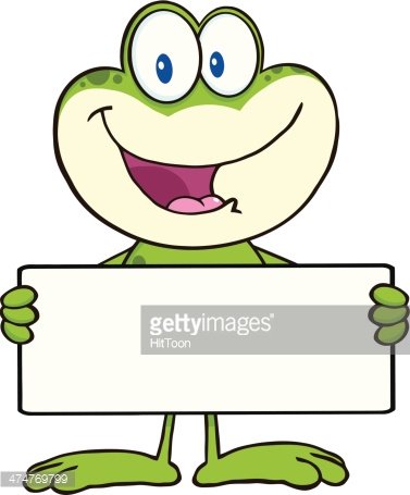 Cute holding a blank. Clipart frog sign