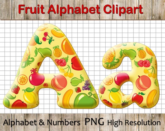 fruits clipart alphabet