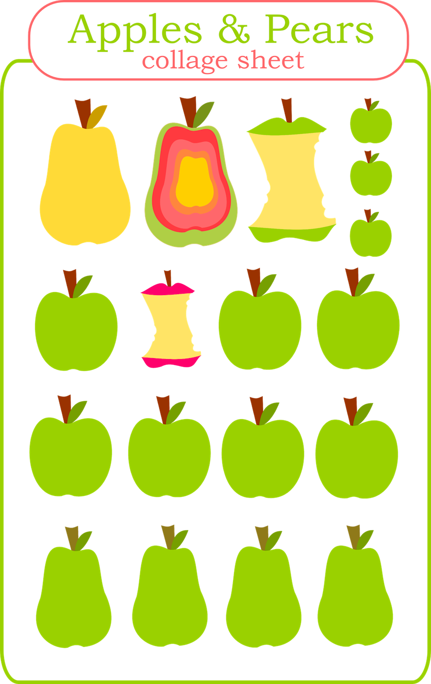 Yummy fruits scrap apple. Clipart fruit collage