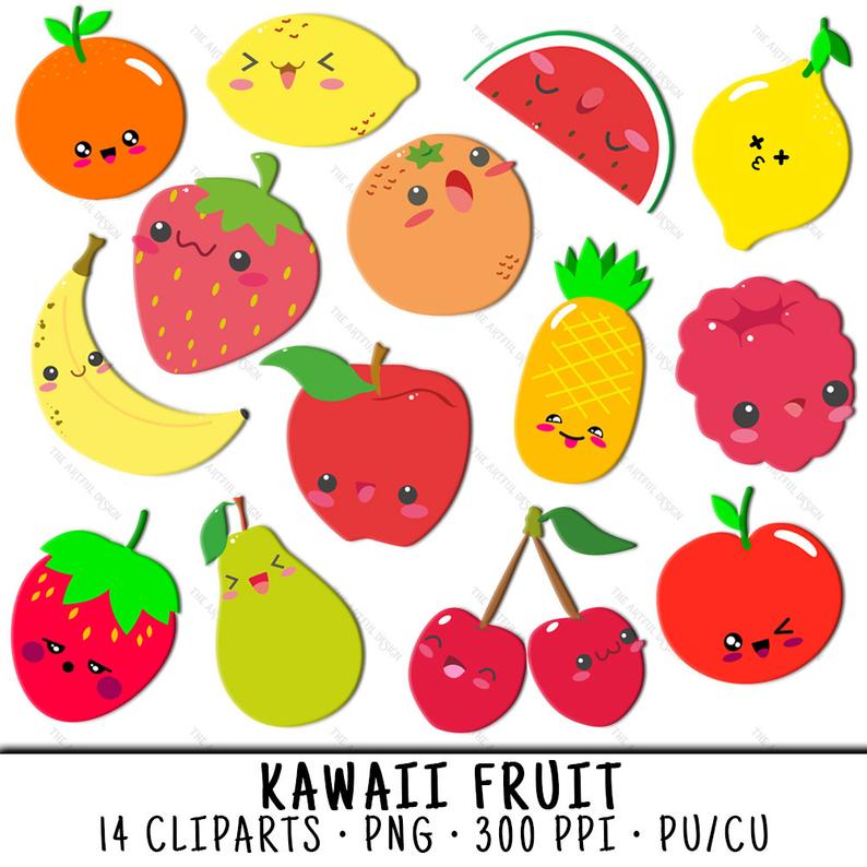 Clipart fruit kawaii. Clip art cute 