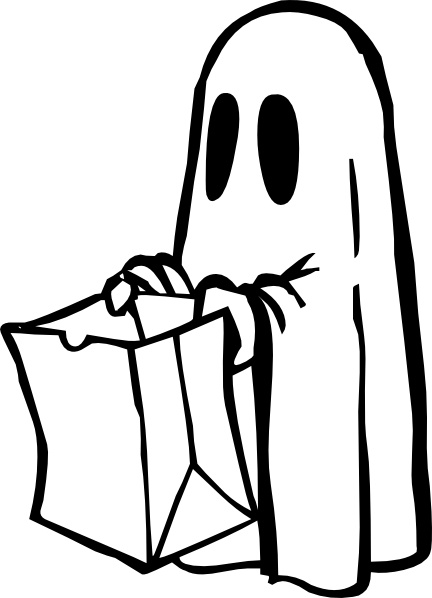 clipart ghost black and white