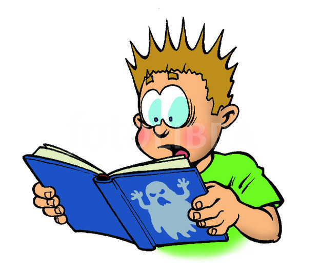 Boy reading illustration . Clipart ghost ghost story