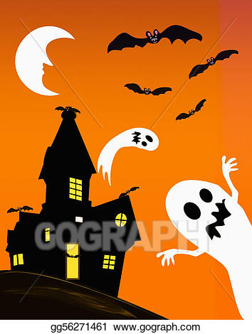 Drawing halloween and ghosts. Clipart ghost haunted house