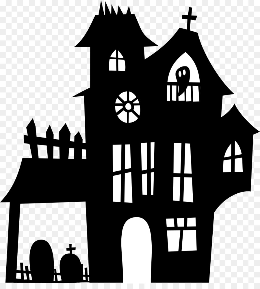 Clipart ghost haunted house. Cartoon silhouette 