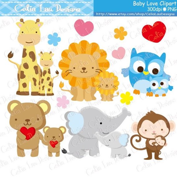 clipart giraffe baby elephant
