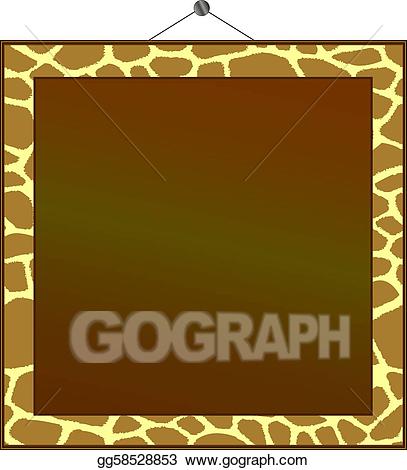 Vector stock print illustration. Clipart giraffe frame