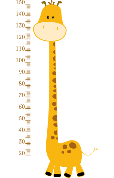 Yellow kids sticker tenstickers. Clipart giraffe height chart