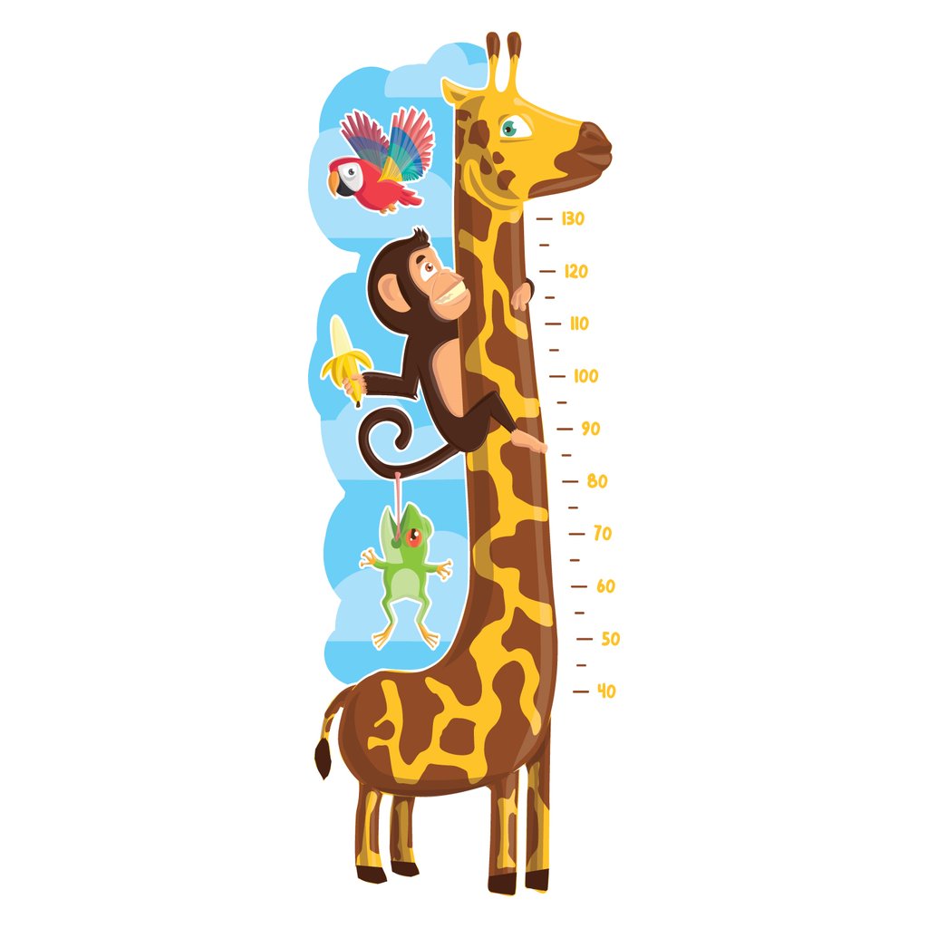 Clipart giraffe height chart. Wall sticker red panda
