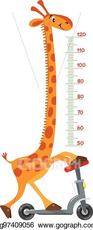 Clipart giraffe height chart. Vector stock on scooter