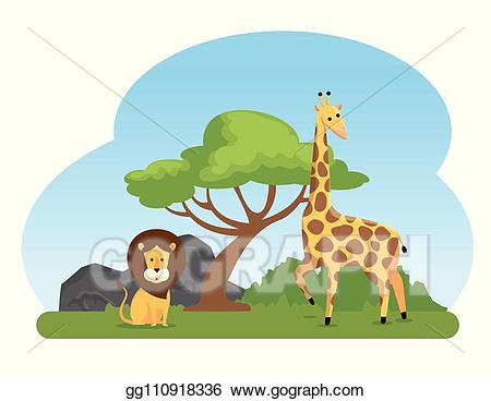 clipart giraffe lion