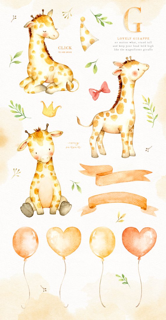 Clipart giraffe watercolor. Lovely clip art 