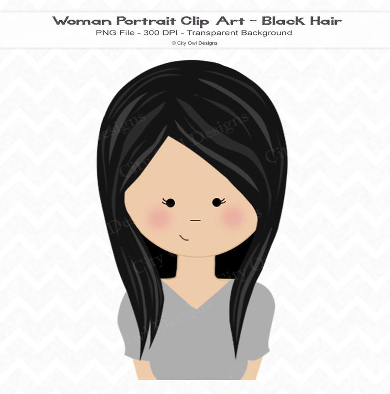 clipart girl black hair