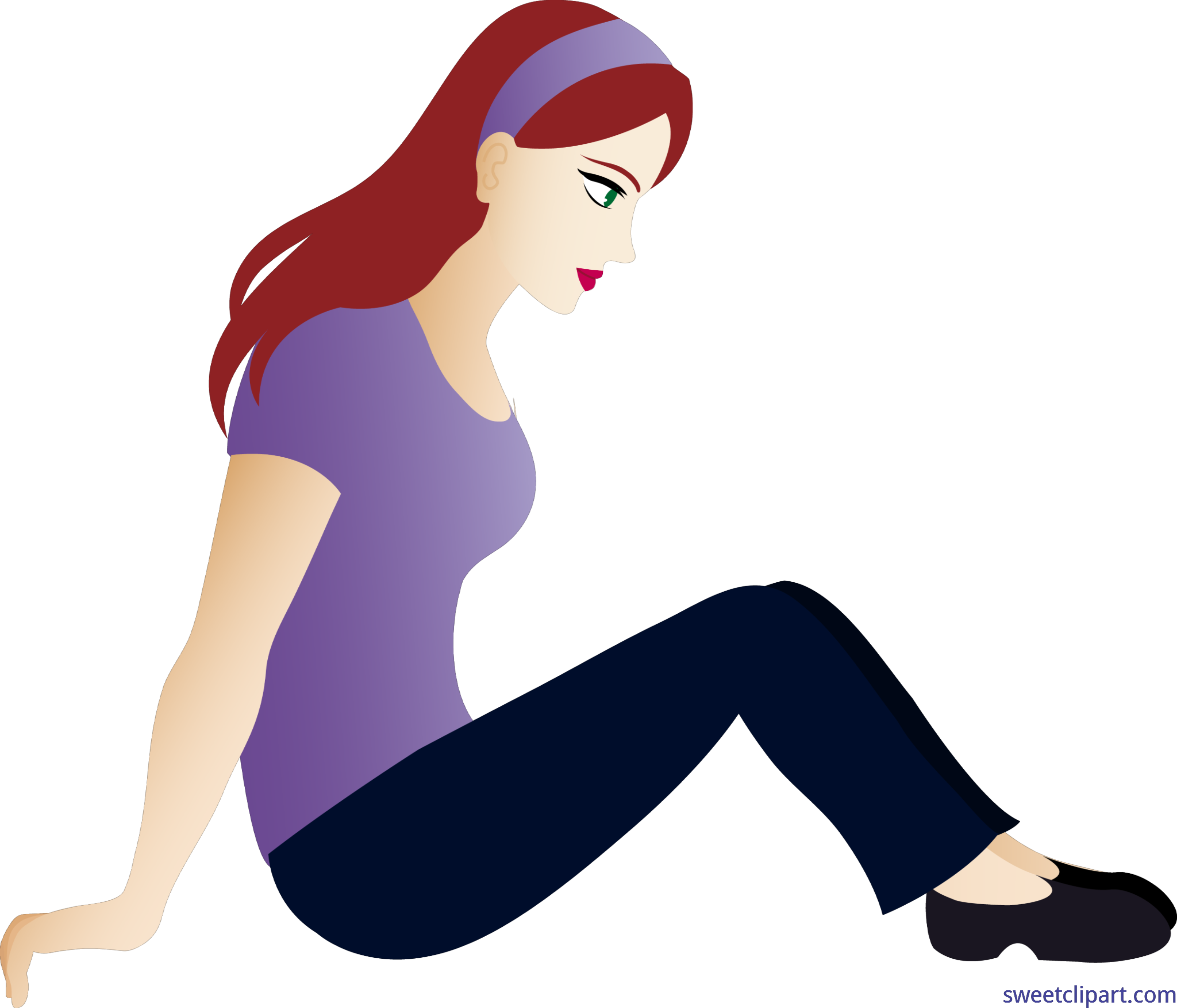 Young clipart young lady. Woman brown hair sitting