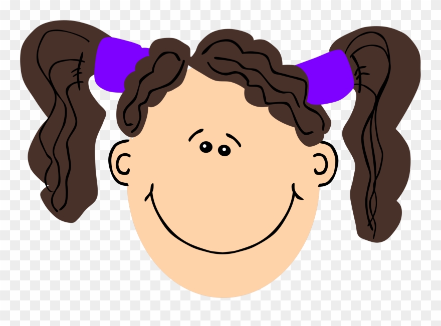 Girl clip art face. Girls clipart brown hair