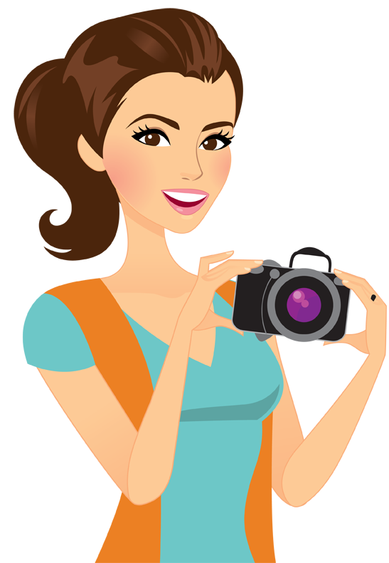 clipart girl camera