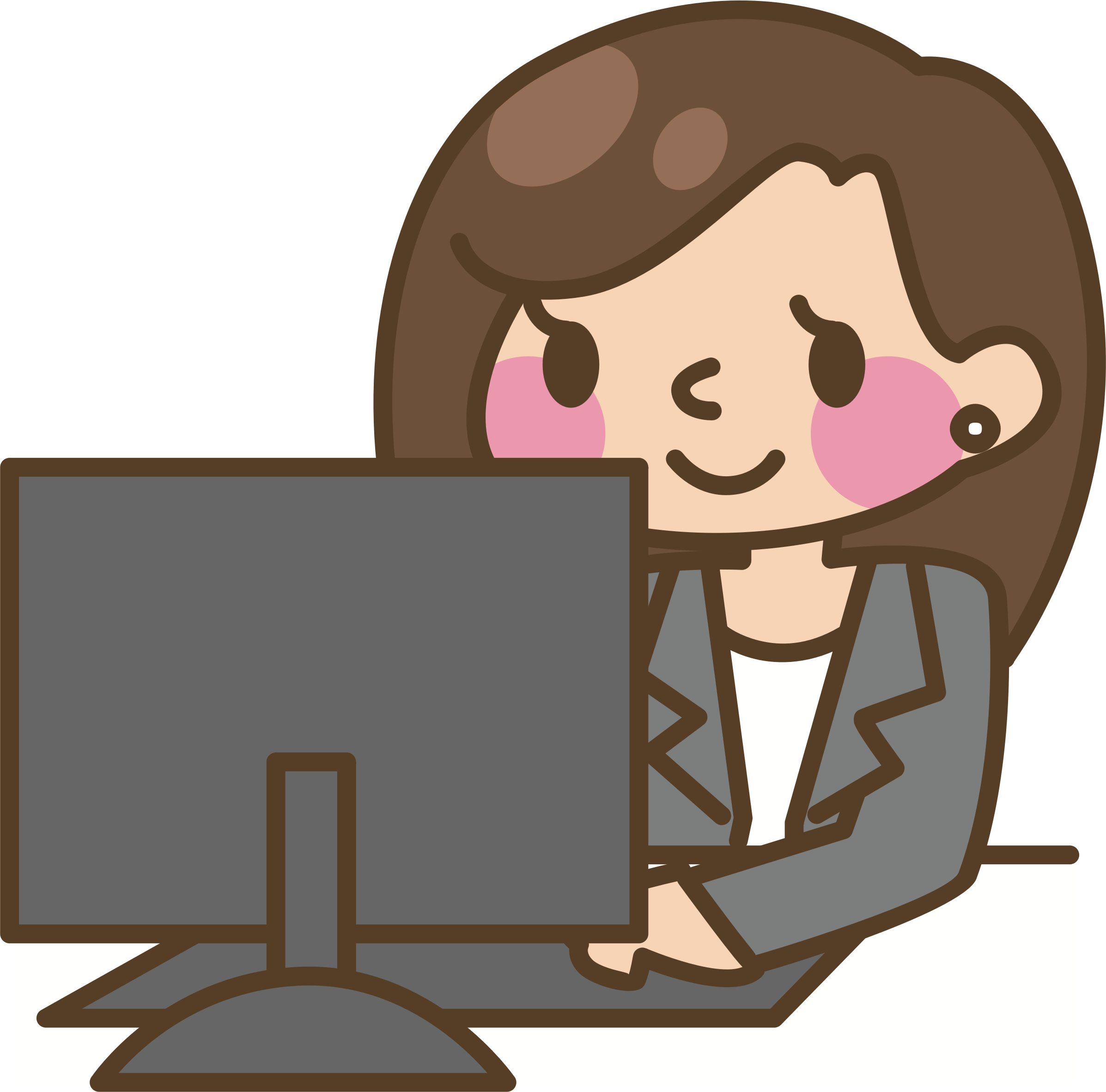 Female computer user big. Computers clipart typing