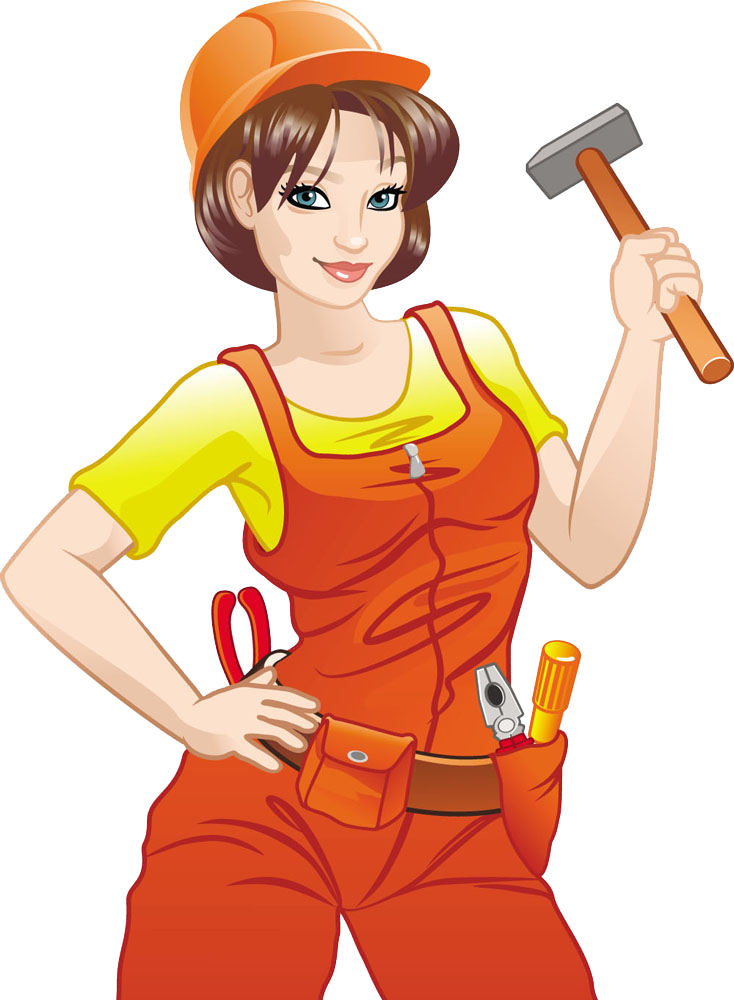 Engineering clipart woman engineer. Cartoon construction worker architectural