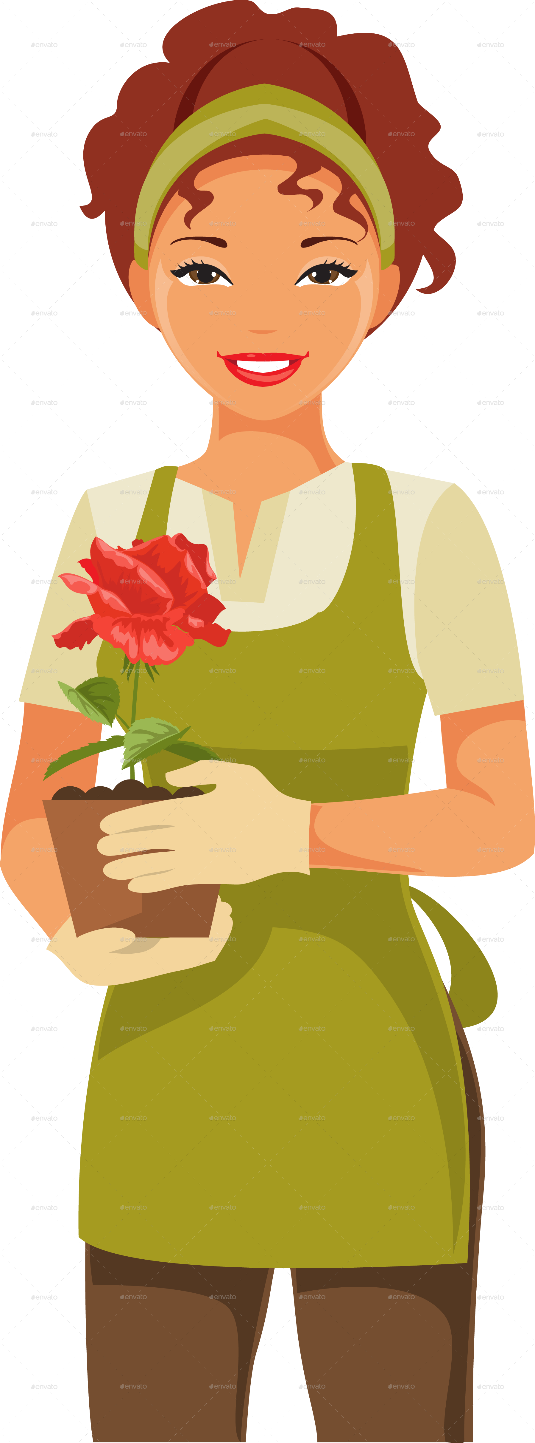 clipart woman gardener