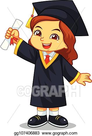 Eps illustration girl with. Graduate clipart graduation toga