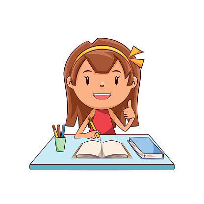Clipart homework homework done. Free girl doing collection