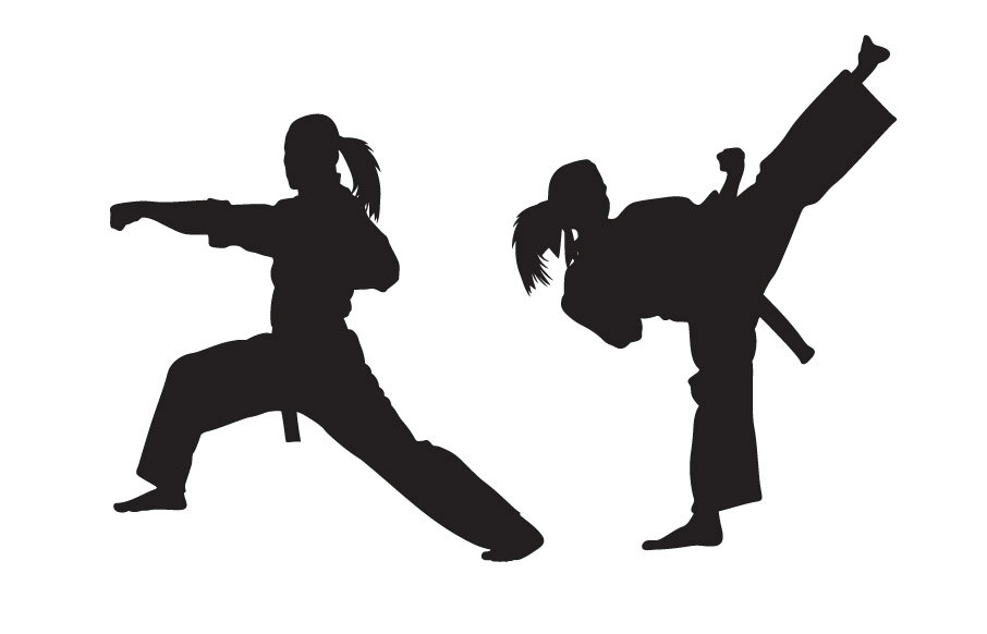 Free karate silhouette cliparts. Girls clipart martial arts