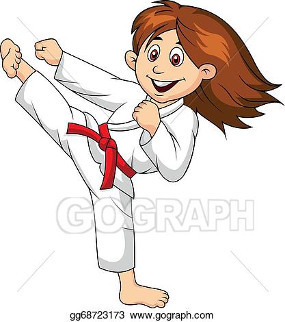 Girls clipart martial arts. Vector stock girl cartoon