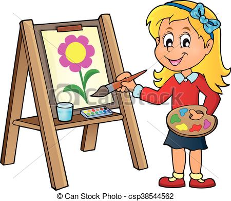 Clipart girl painter. Painting station 