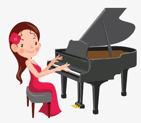 clipart piano woman