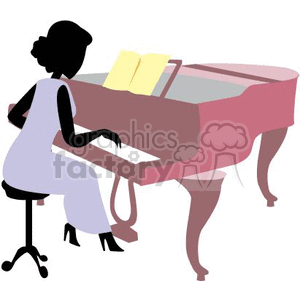 clipart piano woman